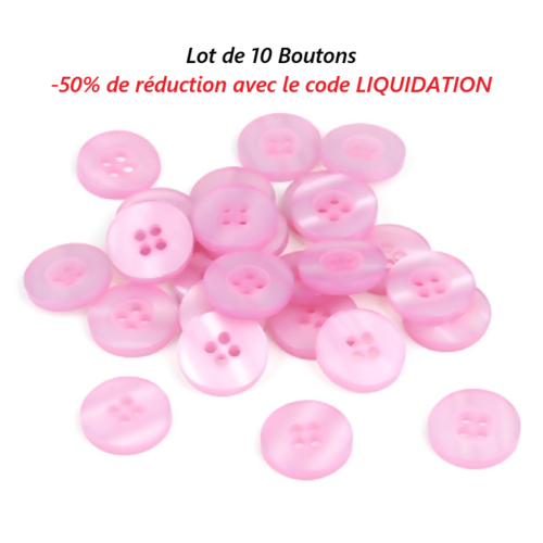 Lot de 10 boutons ronds en acrylique - rose