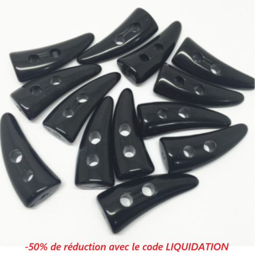 Lot de 5 boutons allongés noir transparent en acrylique