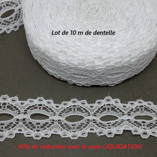 10 m de très jolie dentelle fine - 15 mm - blanche - d20