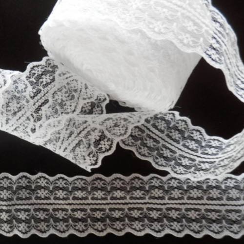 10 m de  ruban en dentelle fine blanche 45 mm - d62