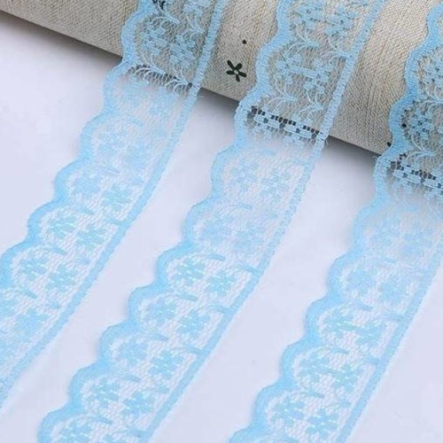 8 m de ruban en dentelle fine  - bleu - 20 mm - d69