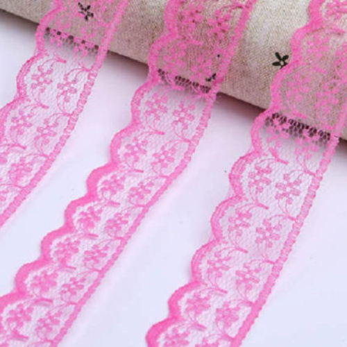 12.5 m de ruban en dentelle fine  - fuchsia - 20 mm - d73