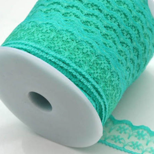 8 m de ruban en dentelle fine  - vert - 20 mm - d75