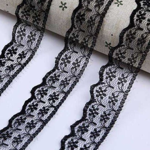 6 m de ruban en dentelle fine  - noire - 20 mm - d77