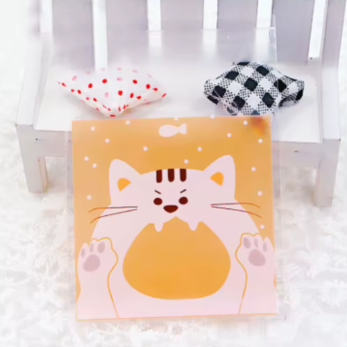 Lot de 10 sachets cadeaux en plastique - motif chat