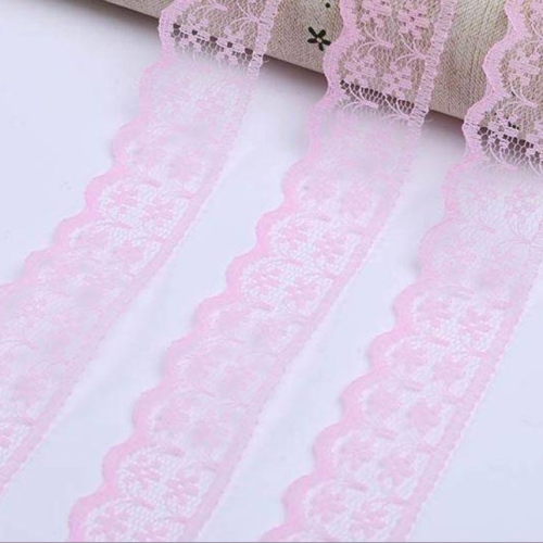 7 mètres de ruban en dentelle fine  - rose - 20 mm - d79