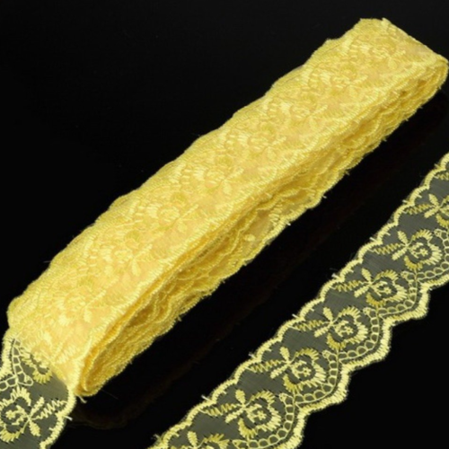 4 m de ruban en dentelle fine - 40 mm - jaune - d186