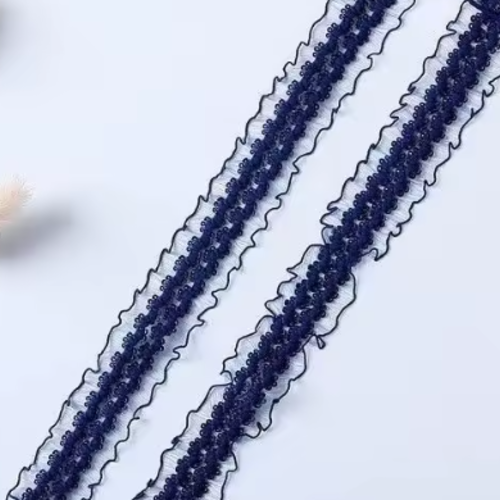 6.50 m de fine dentelle bleu marine élastiquée - 29 mm - d218