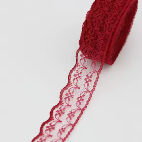 10 mètres de ruban en dentelle fine  - bordeaux - 20 mm - d227