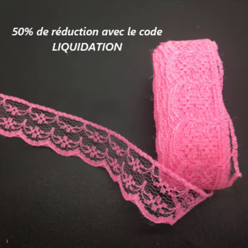 9.50 mètres de ruban en dentelle fine - rose foncé - 20 mm - d229