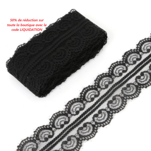 3 m de dentelle fine - 45 mm - noire - vendu au mètre - d105