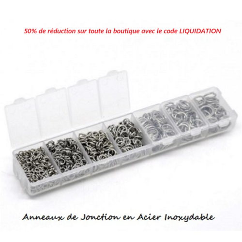 Kit boite de 1410 anneaux de jonction - acier inoxydable - argenté - r830