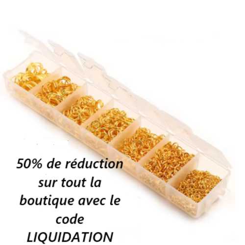 Kit boite de 1780 anneaux de jonction - anneaux ring - dorés