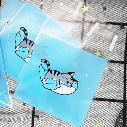 Lot de 10 sachets cadeaux en plastique - motif chat