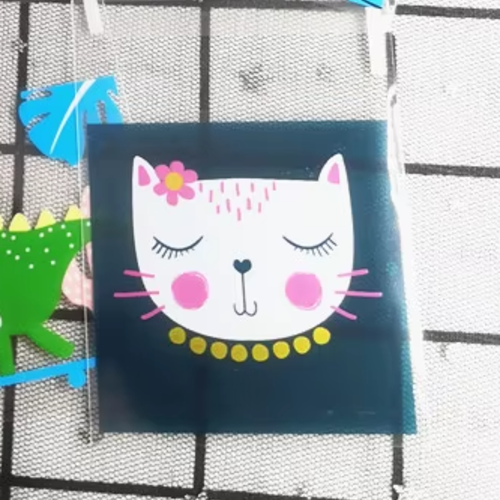 Lot de 10 sachets cadeaux en plastique - motif chat