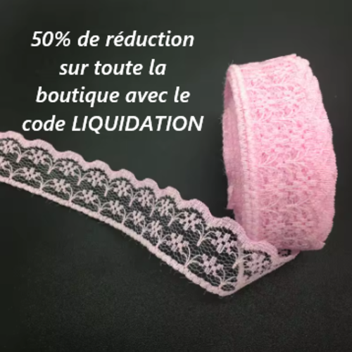9 mètres de ruban en dentelle fine - rose foncé - 20 mm - d238
