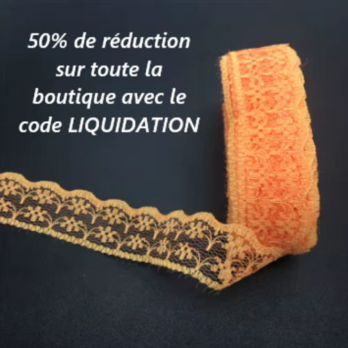 8 mètres de ruban en dentelle fine - orange - 20 mm - d232