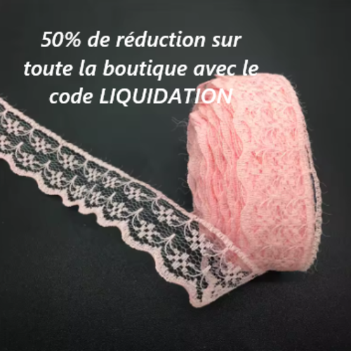 9.50 mètres de ruban en dentelle fine - corail - 20 mm - d234
