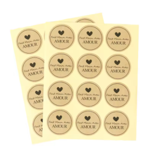 Lot de 32 étiquettes autocollantes fait main avec amour