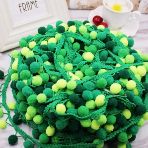 5 m de galon pompon - tons verts