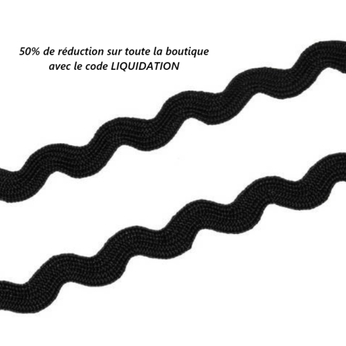 7.50 m de galon croquet - ruban zig zag - noir - 5 mm - b36