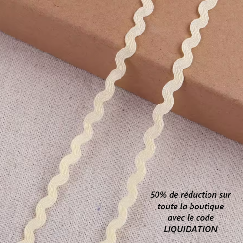 5 m de galon croquet - ruban zig zag - ivoire - 5 mm - b04