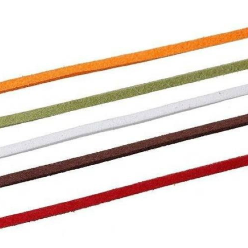 Lot de 5 x 1m de cordons - lacets - aspect suédine - daim synthétique - 3 mm