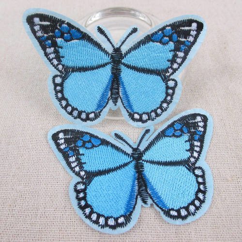 Applique - ecusson - patch thermocollant - papillon bleu 