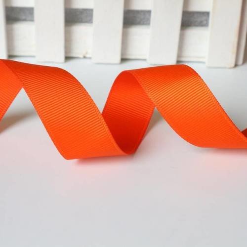 Ruban gros grain - uni orange - 20 mm - vendu au mètre