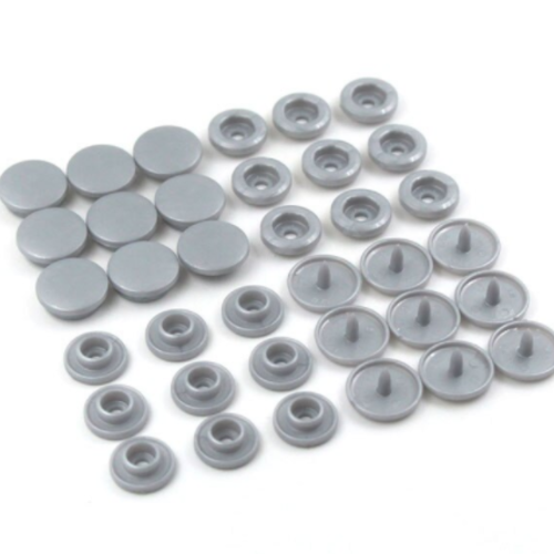 1 lot de 10 boutons pressions type kam - gris fonçé