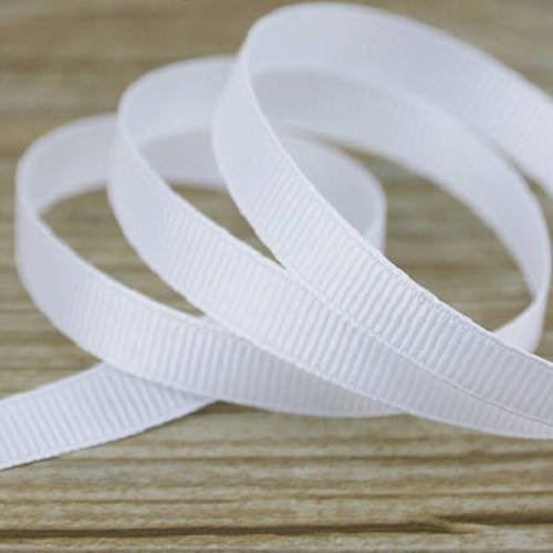 Ruban gros grain uni - blanc - 10 mm - vendu au mètre