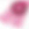 Jolie dentelle fine fuchsia - coeur - effet scintillant - 75 mm - vendu au mètre