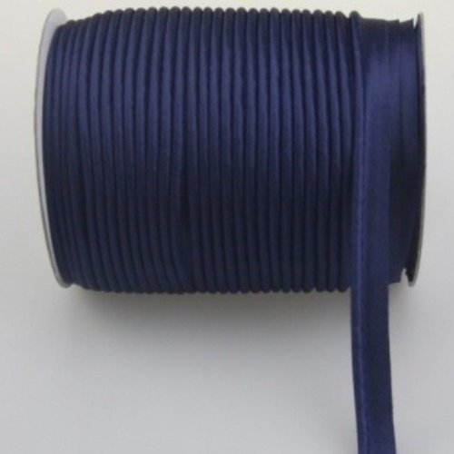 Passepoil - dépassant - satin - uni - bleu marine - 12 mm - vendu au mètre