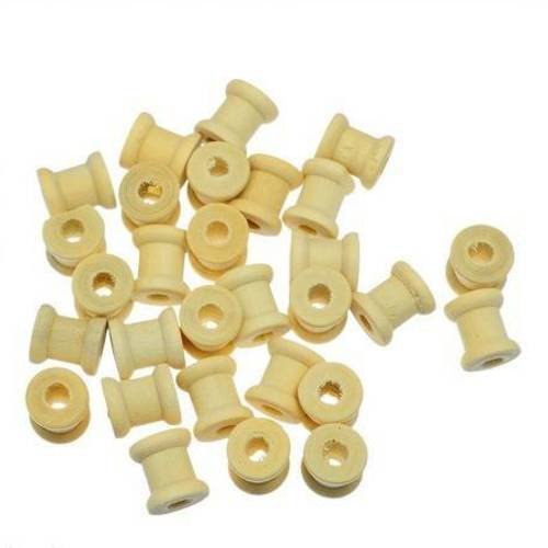 Lot de 5 petites bobines en bois brut - 27 x 15 mm