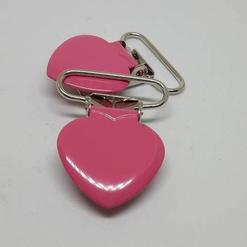 1 pince ou clip pour attache tétine  forme coeur - rose 01