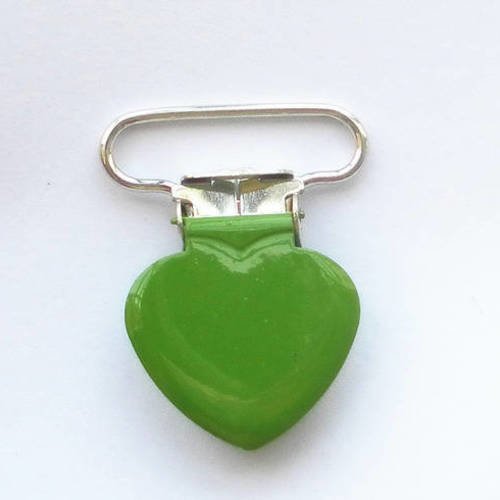 1 pince ou clip pour attache tétine  forme coeur - vert 02