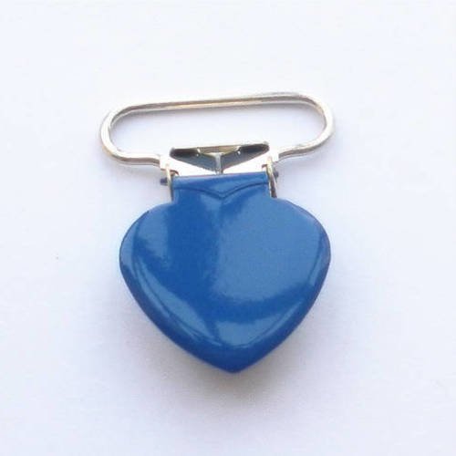 1 pince ou clip pour attache tétine  forme coeur - bleu roi