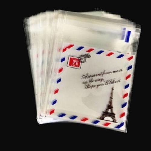 Lot de 9 sachets cadeaux en plastique - motif tour eiffel