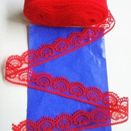 4 m de jolie dentelle fine - coeurs - rouge  - 22 mm - d216