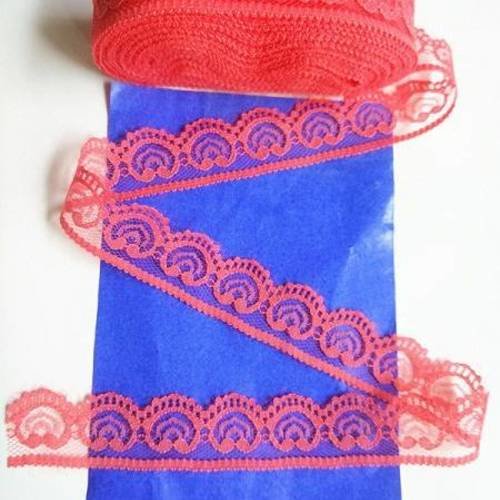 8 m de jolie dentelle fine - coeurs - corail - 22 mm - d220