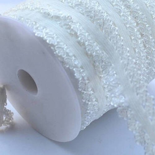 Ruban élastique bordure brodé - blanc - 20 mm - vendu au mètre