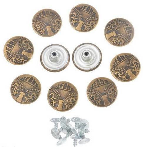 Lot de 10 boutons à pression pour jean -  couleur bronze  20 mm