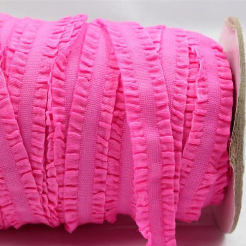 Ruban élastique à volant - fuchsia - vendu au mètre