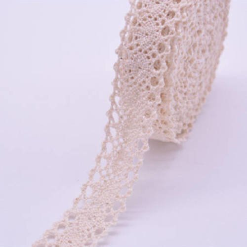 Ruban en dentelle coton - 16 mm - beige