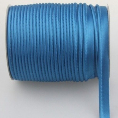 Passepoil - dépassant - satin - uni - bleu - 12 mm - vendu au mètre