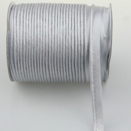 Passepoil - dépassant - satin - uni - gris clair - 12 mm - vendu au mètre
