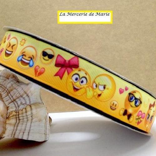 Ruban gros grain smileys - vendu au mètre