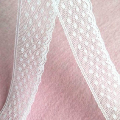 10.50 m de ruban plumetis en dentelle fine - 29 mm - blanche - d172