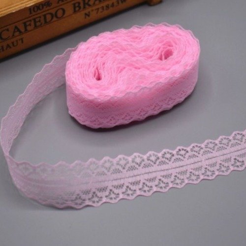 2 m de ruban en dentelle fine - 30 mm - rose - d161