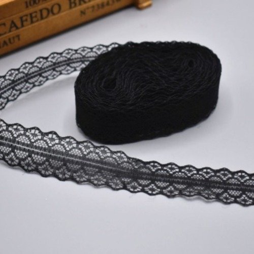 3 m de ruban en dentelle fine - 30 mm - noire - d165